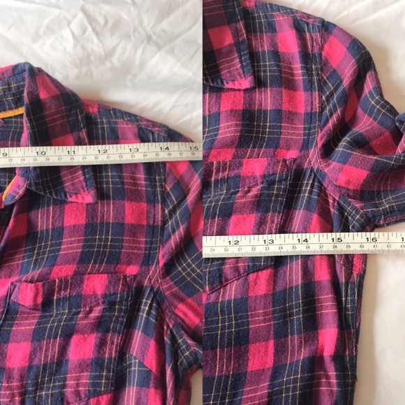 🌟Cotton Plaid Shirt Pink/Navy, Small - Picture 6 of 7